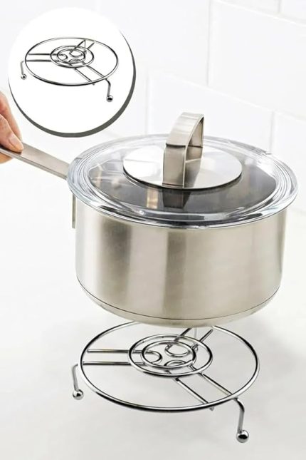 Home Metal Ayaklı Yuvarlak Paslanmaz Nihale, Krom Kaplama, Şık ve Dayanıklı Masa Koruyucu