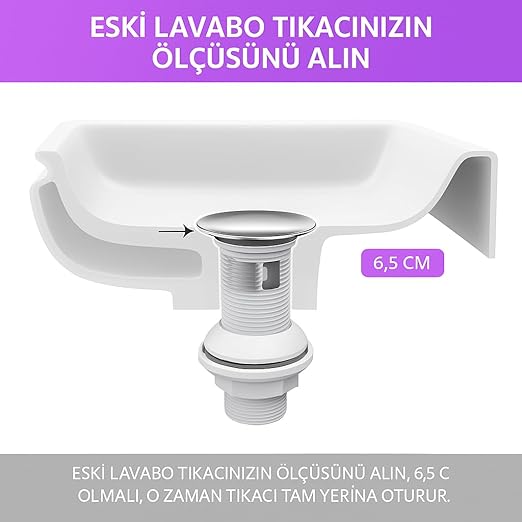 Lavabo Sifonu – Paslanmaz Çelik Kapaklı, Dayanıklı Plastik Gövde, Kolay Montaj ve Standart Uyumlu Tasarım - Görsel 3