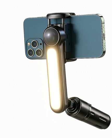 Akıllı Telefonlar İçin Gimbal Stabilizator Kendinden Işıklı Ultra Hafif 360 Derece Dönebilen Başlık Android ve iPhone Katlanabilir Video Kaydı için Sabitleyici L09