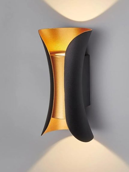 Technologies Çift Yönlü İç ve Dış Mekan Aplik - Modern Bahçe Aplik - Alüminyum Duvar Aydınlatma Armatürü - Paslanmaz Toz ve Su Geçirmez Dekoratif Led Aplik (Gold - Siyah)