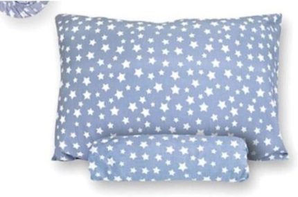 Pamuklu Ranforce Tek Kişilik 160x240 Lastiksiz Çarşaf Ve Yastık Kılıfı - Mavi Yıldız Desenli (Mavi / 160 x 240 cm)