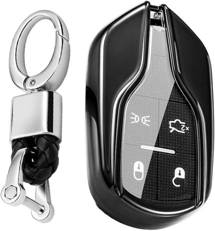 Anahtar kılıfı Maserati Ghibli Levante Quattroporte President GT GC 4 araba anahtarı kılıfı TPU anahtarlık anahtar kılıfı Cover B siyah