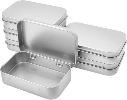 6 Parça teneke kutu Mini Kutu Metal Saklama kutusu menteşeli kapak Gümüş Dikdörtgen Konteyner Aksesuar Depolama Çeşitli Mallar Saklama (Gümüş)