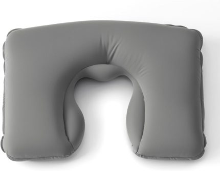 Şişme Seyahat Yastığı Boyun Destekli Taşınabilir ve Ergonomik Tasarım Uçak Araba ve Yolculuklar İçin İdeal (Gri)