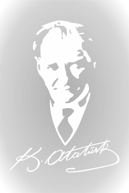 Aksesuar Mustafa Kemal Atatürk Sticker Silüet Oto Sticker Araba Sticker 40 x 32 cm Beyaz