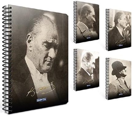 123897 Defter A4 Atatürk Spiralli Karton 80 Yaprak Çizgili 2605
