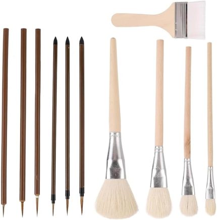 Fırçası Seti, 11 Adet Ahşap ve Seramik Akrilik Boyama Fırçaları, Boyama Meraklıları Öğrenciler için Seramik Fırça Seti