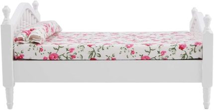 Yatak, Mini Yatak, Mini Çift Kişilik Yatak, Bebek Yatağı, Kendin Yap Minyatür Yatak, Erkek Bebek Evi Montajı 1:12 Ölçekli Bebekler Kızlar için Mini Şeyler