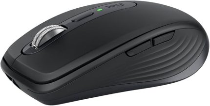 MX Anywhere 3S Sessiz Kompakt Kablosuz Mouse, 8.000 DPI Sensör ile Tüm Yüzeylerde Kullanım, MagSpeed Elektromanyetik Kaydırma Özelliği, USB C, Bluetooth, Windows PC, Linux, Chrome, Mac, Siyah