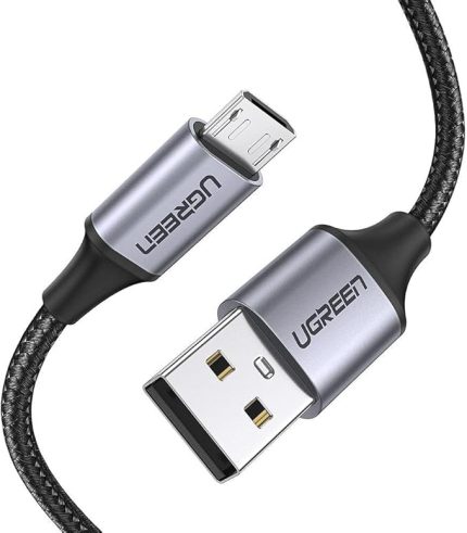 Örgülü Micro-USB & USB-A Data ve Şarj Kablosu 60146 - 1 Metre Siyah