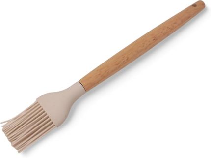 Bambu Saplı Silikon Fırça, Bambu Uzun Silikon Yağ ve Yumurta Fırçası 27cm 3 Renk Seçenekli (KREM)