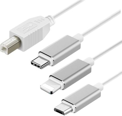 ADS-501 3ın1 USB B To Micro-Lightning-Type-C Telefon Bilgisayar Tablet Için Piyano Mıdı Org Elektrikli Piyano Konnektörü Çevirici Otg Kablo