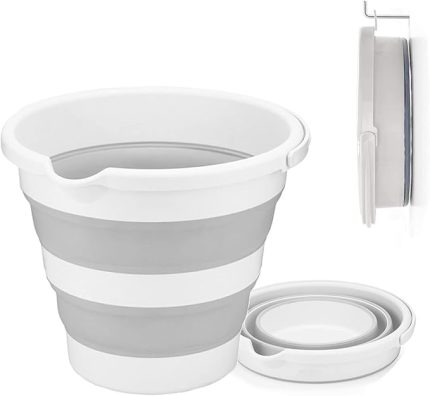 Home 12.8 Litre Katlanabilir Kova – Akordiyon Tasarımlı Katlanır Temizlik ve Araç Yıkama Kovası, Gri Renk, Bebek Yıkama ve Ev İçi Kullanıma Uygun Portatif Kova