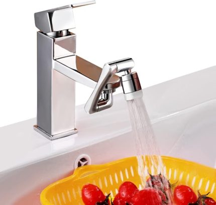 1080 derece musluk uzatıcı, 1440° döndürülebilir çok fonksiyonlu uzatma musluğu, evrensel perlatörlü, 2 püskürtme fonksiyonlu musluk uzatması, Gluckaro muslukları mutfak/banyo için