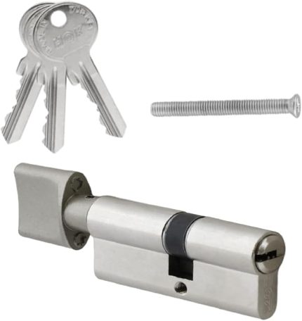 Silindir Barel Göbek Kilidi Çelik Kapı İçeriden Kilitleme Kilidi 90 mm 3 Anahtarlı Çevirmeli Kilit