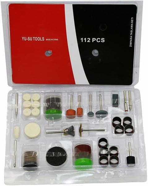 112 Parça Taşlama Fırçalama Polisaj Gravür Zımpara Cilalama Seti Takımı Matkap Ucu Ahşap Metal Çelik Mermer