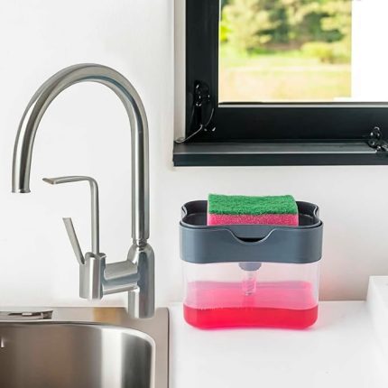 Org-98 Deterjan Hazneli Pompalı Süngermatik - Sıvı Sabunluk Deterjanlık Antrasit