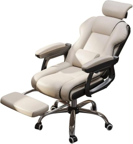 Ayarlanabilir Sallanan Sandalye Döner Oyun ve Görev Koltuğu Kollu Deri Yönetici Ofis Koltuğu Ergonomik Sırt Desteği Tekerlekler ve Yetişkinler için Lateks Yastık
