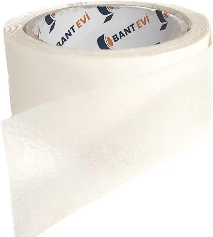 Evi Merdiven Kaydırmaz Bant Kendinden Yapışkanlı Kaymaz 50mm Genişlik, 5mt Uzunluk, Şeffaf Kaydırmaz Bant, Havuz Banyo Mutfak Küvet Islak Zemin Kaydırmaz Bant (50mmx5mt Şeffaf)