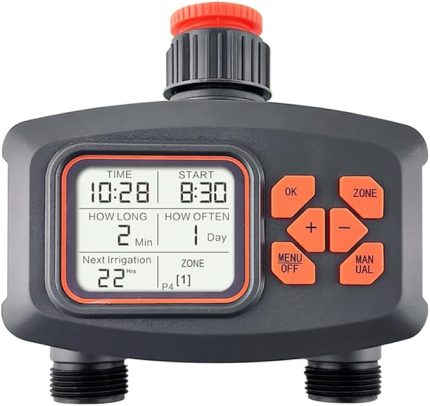 Bahçe Hortumu için Su Zamanlayıcısı Alı Yağmurlama Zamanlayıcısı 2 Çıkışlı Büyük LCD Ekran Bahçe Çim için Programlanabilir Sulama Zamanlayıcısı Otomatik/Manuel Dış Mekan Sulama Zamanlayıcısı