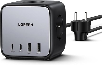 DigiNest Cube 65W Güç Şeridi GaN USB C Şarj Cihazı 3 Yollu Soket ve Anahtar ile Uyumlu MacBook Air/Pro, iPhone 14 Pro Max, 13, 12, iPad Pro, Galaxy S23 Ultra, S23+
