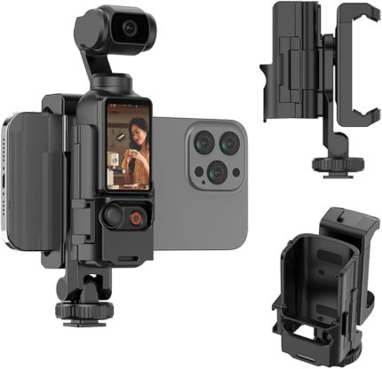Telefon tutucu DJI Osmo Pocket 3 cep telefonu teleprompter tutucu ile 1/4 "vida montaj soğuk ayakkabı genişleme koruyucu çerçeve Osmo Pocket 3 aksesuarları