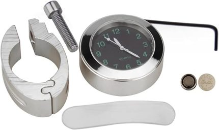 Motosiklet Gidon Saati, 7/8 '' Evrensel Su Geçirmez Alüminyum Alaşımlı Gidon Kuvars İzle Gece Görüş Fonksiyonu ile Motosikletler için Uygun Scooter Bisikletler