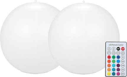 Havuz Işıkları Şişme 2 ADET Güneş 14'' L ED Toplar Su Geçirmez L ED Glow Globe Kararlı Renk ve Renk Değişen Gece Ruh Hali Işığı Bahçe Arka Bahçe için Parlak Renkli Işık