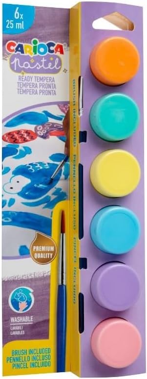 PASTEL TEMPERA SULUBOYA SÜPER YIKANABİLİR FIRÇALI 6 * 25 ML 6 RENK KARIŞIK