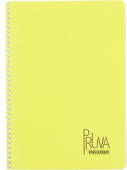 Pruva A4 Pet Spiralli Karton Kapaklı Defter 144 Yaprak - Çizgili - Sarı