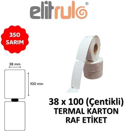 Termal Karton Raf Etiketi 38mm x 100mm ÇENTİKLİ - 350 Adet