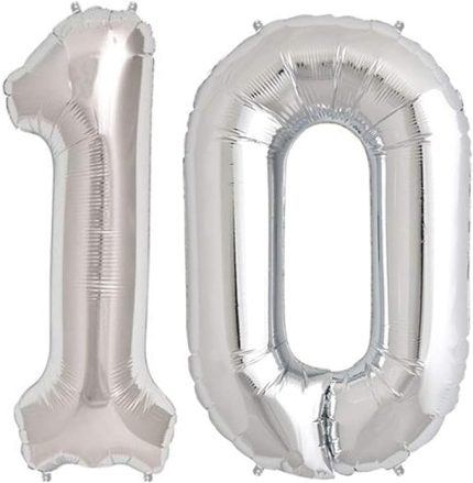 Marifetlerim - 10 Rakamı Gümüş Folyo Balon 16 inch 40 cm