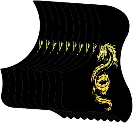 Klasik Gitar Pena Koruyucu Sticker Ejderha Desenli Folk Gitar Pena Koruyucu 10lu Paket -çizik Gitar Koruyucu