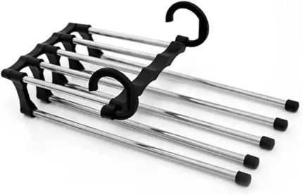 Home 2 Katlı Katlanabilir 5'li Pantolon Askısı,Pantolon,Kravat,Etek İçin Organizer Askı (Siyah)