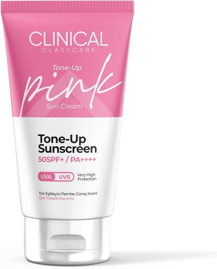 Clinical SPF 50 Pembe Ton Eşitleyici Güneş Kremi - Yüz İçin Hafif Güneş Losyonu | Seyahat Boy Cilt Bakımı Koruması Kadınlar İçin, 50 ml