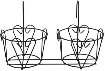 Ferforje 2'li Metal Balkon Saksısı 42x19x24 Cm Dekoratif Saksı Standı, Çiçek Saksısı