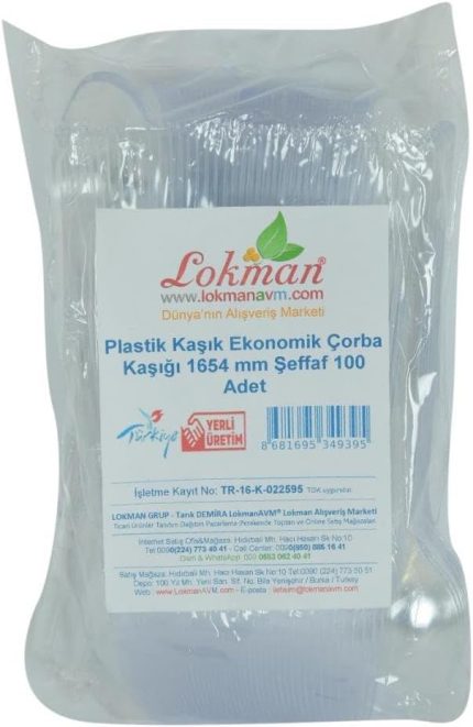 Plastik Kaşık Ekonomik Çorba Kaşığı 1654 mm Şeffaf 100 Adet 1 Paket