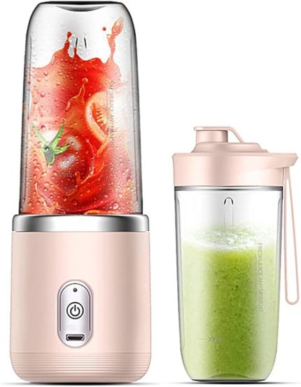 Mini mikser 40W Meyve suyu mikseri mini taşınabilir hızlı blender fincan kişisel boyutlu USB Çift fincan Pembe