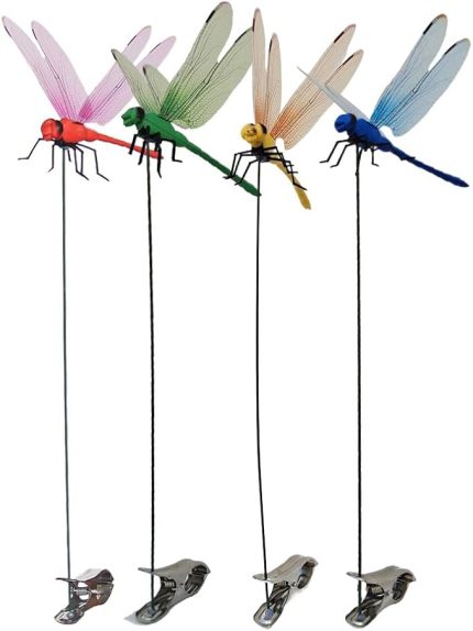 4 Adet İç ve Dış Mekan Sahte Yusufçuk Çubuk Klipsi, 3D Yapay Yusufçuk Şapka Klipsi, Yusufçuk Klip Böcek sivrisinek, Simüle Veranda Dekor Bahçe ve At Sineği Caydırıcı