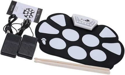 Drum Pad Kiti Katlanabilir Elektrikli Davul Pad Yeni Başlayanlar İçin Davul Sopaları Ile Davullar Perküsyon Enstrümanları Aksesuarları