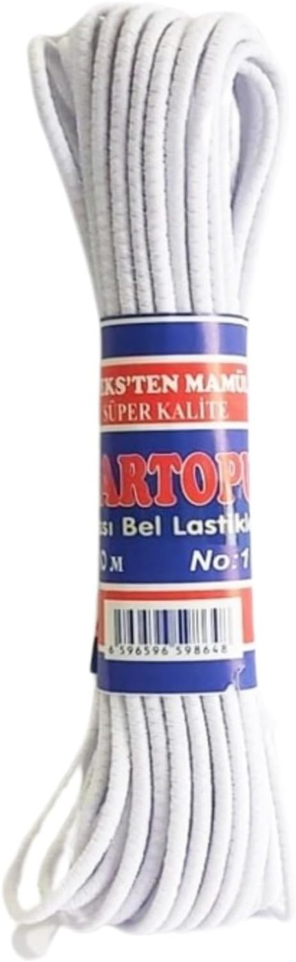 Beyaz Bel Lastiği – 10 Metre Dikiş Lastiği, 0.5 cm Kalınlık, Kıyafet ve Don Lastiği