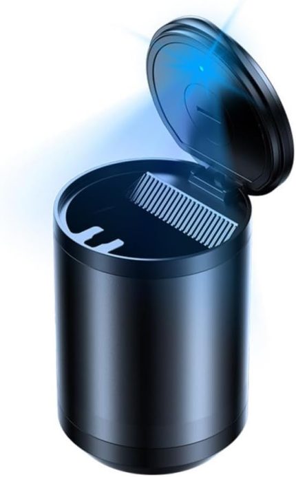 Premium Led Işıklı Kapaklı Araç İçi Küllük, Yıkanabilir, Koku Önleyici Sigara Tutuculu Küllük