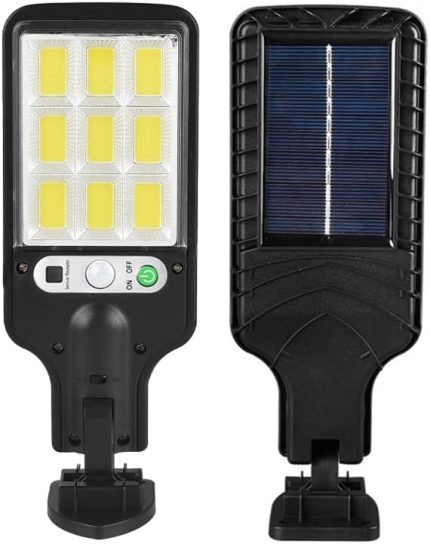 Güneş Enerjili Sokak Lambaları Dış Mekan Otomatik LED Sokak Lambası Su Geçirmez PIR Hareket Sensörü 120 Derece Algılama Bahçeler için 3 Ayarlanabilir Mod Yollar Şeritler Uzaktan Kumandalı Arka B