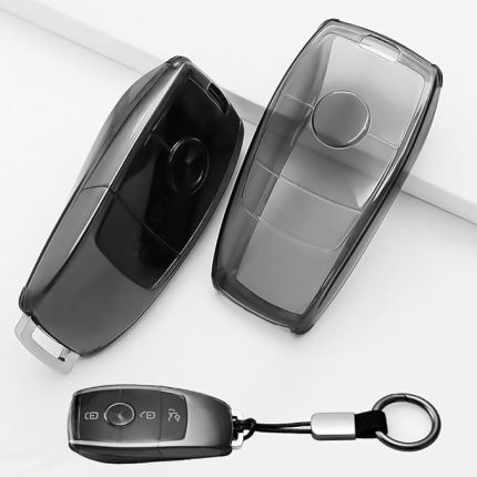 Araba Anahtarı Kapağı 3 Düğmeler Araba Anahtarı TPU Kapak Anahtarlık Kordon Mercedes Benz A B C E G S SL CLS Sınıfı SLC CLA GLB GLC GLE GLS AMG Akıllı Anahtar Kılıfı Araba Uzaktan Anahtar Fob