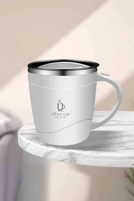 L Çelik Beyaz Sıcak Soğuk 500 ml Kahve El Termos Kupa Mug cin558by