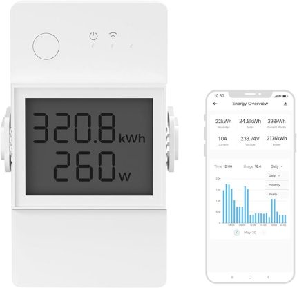 POWR320D Elite akıllı şalter, güç ölçerli, 20 A WiFi akıllı anahtar, LCD dijital enerji sayacı, aşırı yük koruması, akım ölçer, Alexa/Google Home ile uyumlu