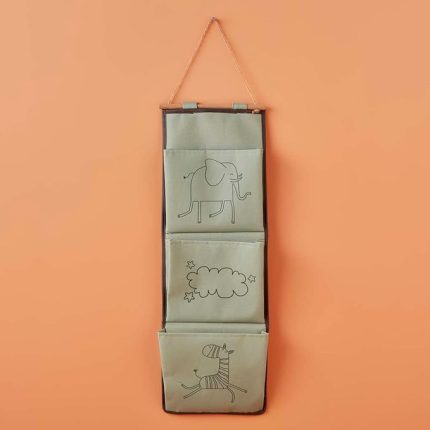 MAISON Zoo Hayvan Baskılı%70 Polyester%30 Pamuk Askılı Organizer, Yeşil, 20x60 cm