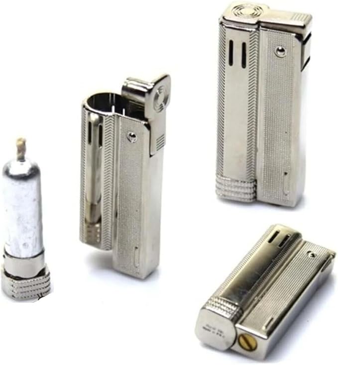 Muhtar Çakmağı Benzinli Fitilli Çakmak Taşlı Klasik Model (3 Farklı Renk) (Gümüş) - Görsel 3