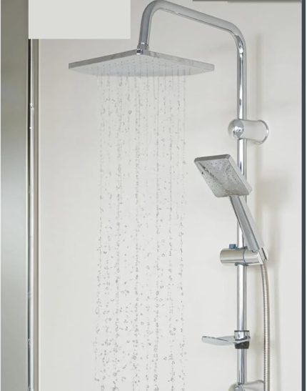 Duş Sistemi Seti, Tepe Duş Başlığı ve El Duşu, Pirinç Yönlendirici, Paslanmaz Çelik, ABS Sabunluklu (CKKROM HAWAİ)