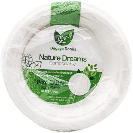 Nature Ekolojik Karton Kağıt Parti Tek Kullanımlık Tabak - 18 Cm. - 50 Adetlik 1 Paket